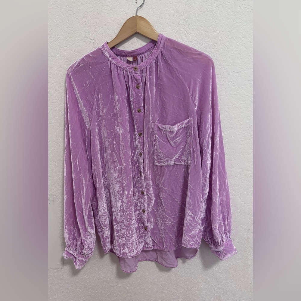 Anthropologie Pilcro Mara velvet button down top